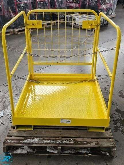 New Pallet Fork Mount Safety Basket, Yellow - Roller Auctions