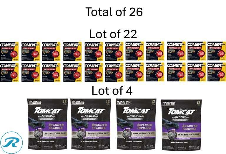 (26) New- (22) Combat Max for Large Roaches 8 -Count Roach bait station ...