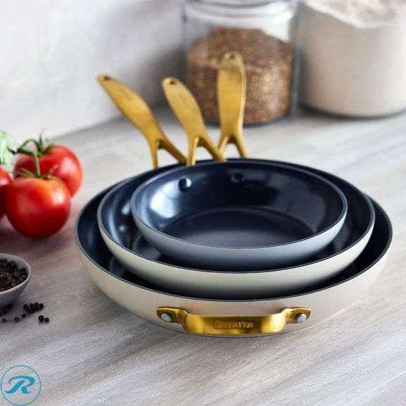 GreenPan Jewel Pro Ceramic Non-Stick 3-piece Fry Pan Set - New - Roller Auctions