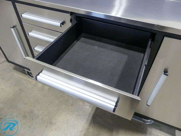 New Chery Industrial 10-Drawer Workbench, Stainless Steel, 7' - Roller Auctions