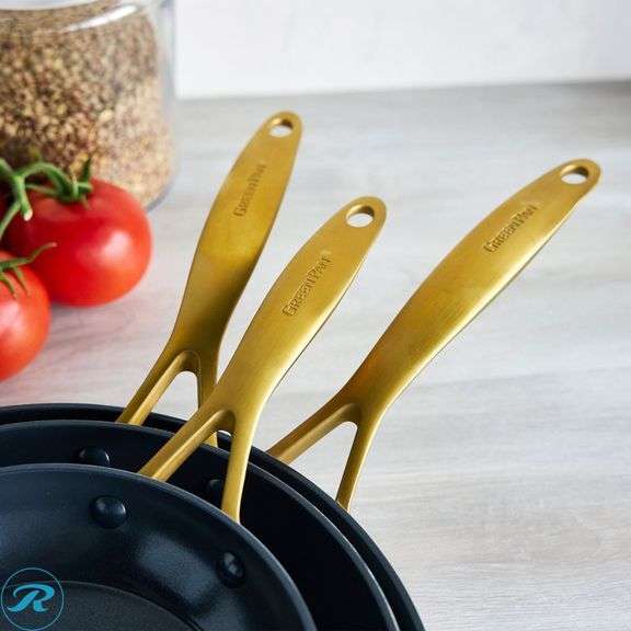GreenPan Jewel Pro Ceramic Non-Stick 3-piece Fry Pan Set - New - Roller Auctions