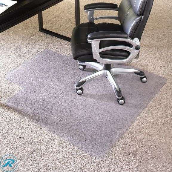 ES Robbins Chair Mat for High Pile Carpet, 45 x 53 With Lip, Clear - New - Roller Auctions