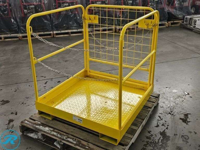 New Pallet Fork Mount Safety Basket, Yellow - Roller Auctions