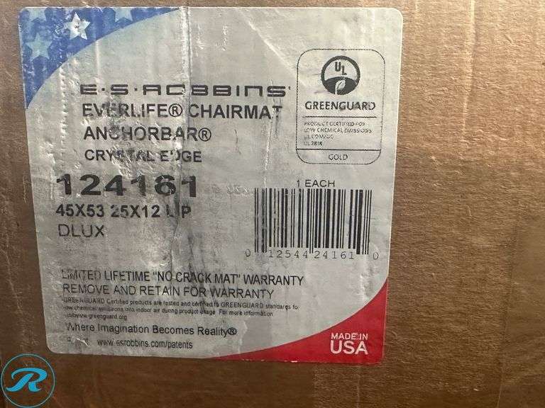ES Robbins Chair Mat for High Pile Carpet, 45 x 53 With Lip, Clear - New - Roller Auctions