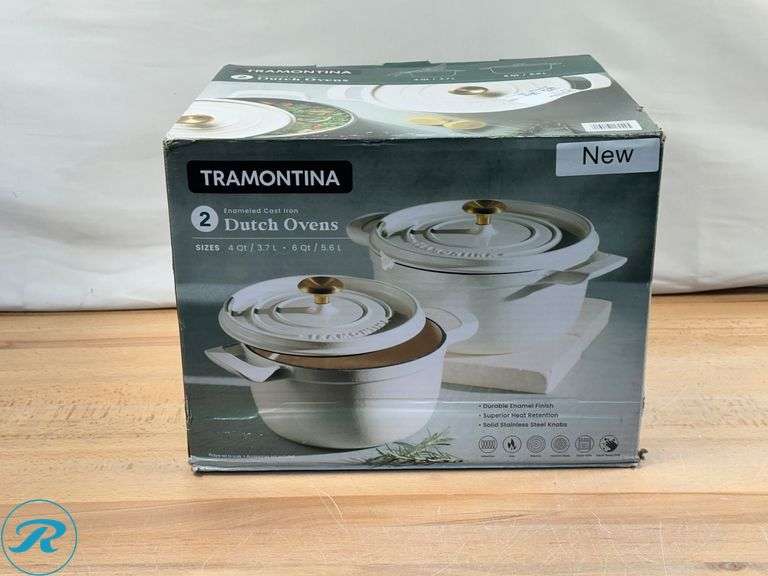 Tramontina 4-quart & 6-quart Enameled Cast Iron Round Dutch Oven, 2-pack - New - Roller Auctions