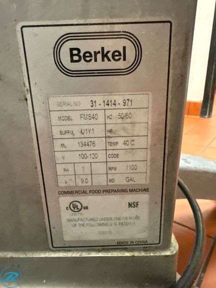 Berkel FMS40 Commercial 40qt Mixer with Stainless Steel Bowl, Hook and Guard - Roller Auctions