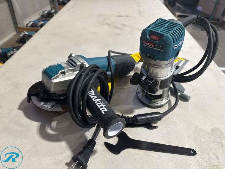 Makita RT0701C Compact Router and GA4570 Angle Grinder - Roller Auctions