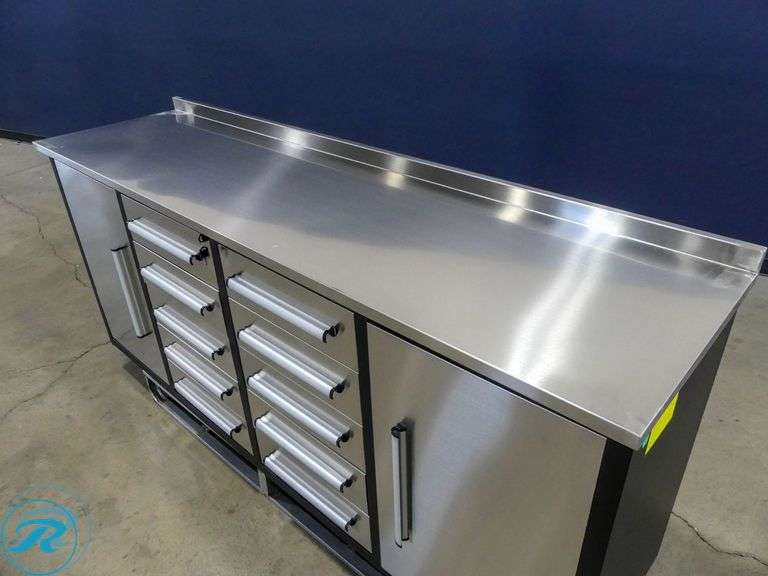 New Chery Industrial 10-Drawer Workbench, Stainless Steel, 7' - Roller Auctions
