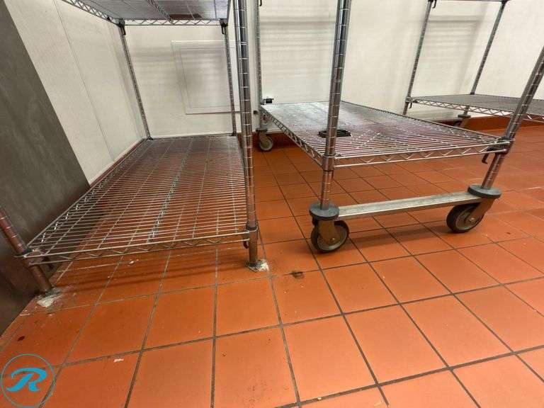 (4) Four-Tier Metal Racks on Sliding Track, 48” x 24” x 84”H - Roller ...