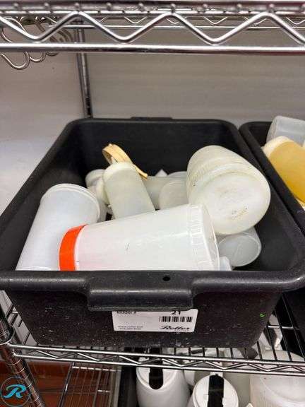 (5) Trays of Plastic Bottles and Sauce Servers - Roller Auctions