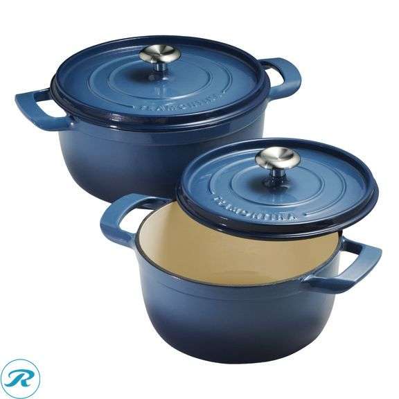 Tramontina 4-quart & 6-quart Enameled Cast Iron Round Dutch Oven, 2-pack - New - Roller Auctions
