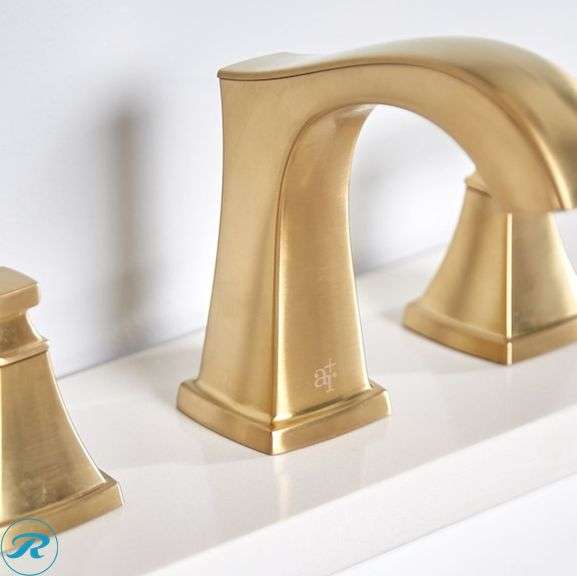 (1) New- allen + roth Chesler Brushed Gold Widespread 2-handle WaterSense Mid-arc Residential Handle Bathroom Sink Faucet with Drain (total of 1 Faucet) - Roller Auctions