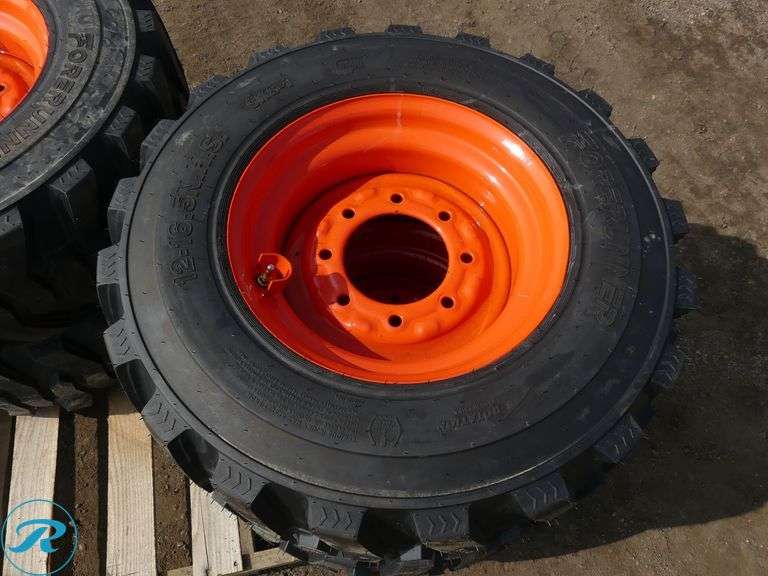 Set of (4) New Forerunner 12-16.5 SKS1 Skid Steer Tires With Wheels To Fit Bobcat - Roller Auctions