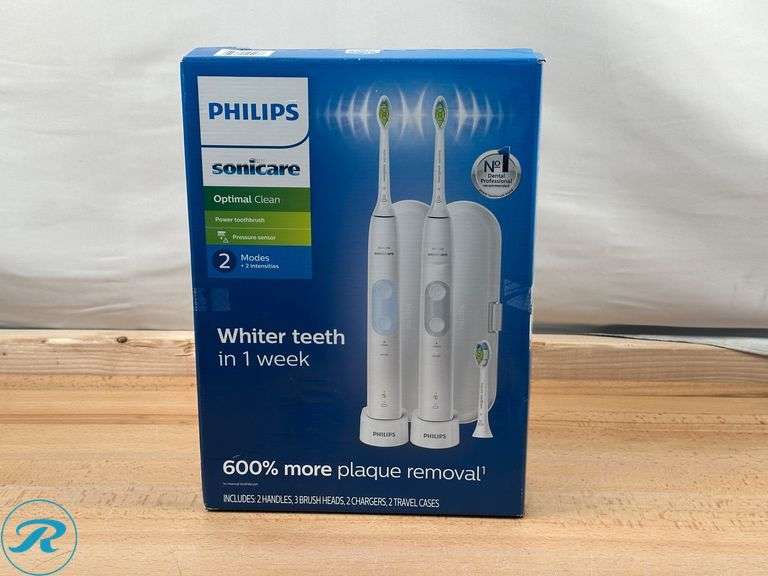 Philips Sonicare Optimal Clean Rechargeable Electric Toothbrush, 2-pack- New - Roller Auctions