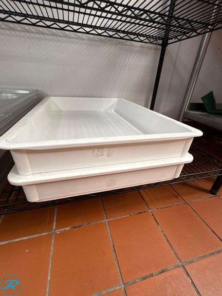 Clear Polycarbonate Food Pans With Lids and White Plastic Dough Trays - Roller Auctions