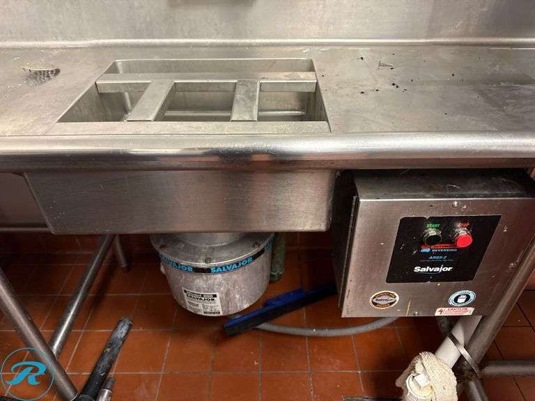 Commercial Stainless Steel Dishwashing Station with Salvajor Model 200 Disposal, 84.5”x101”x63”h - Roller Auctions