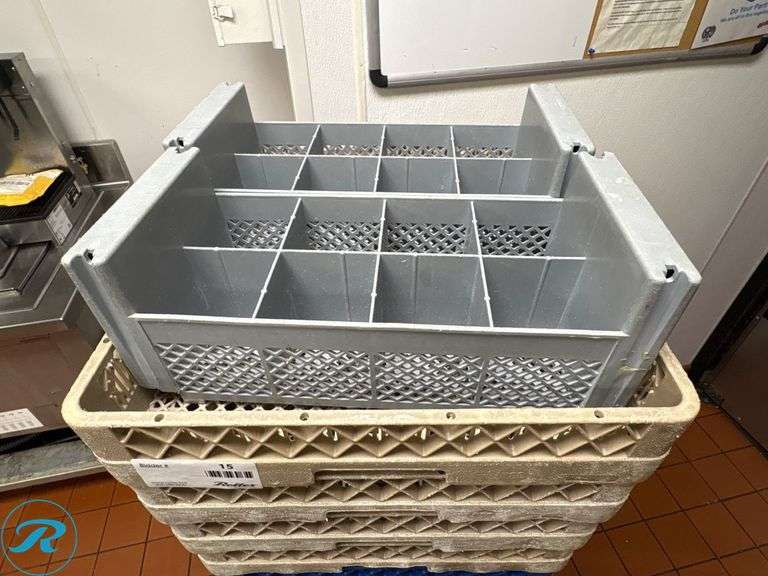 (12) Cambro and Traex Dishwashing Racks With Dolly - Roller Auctions