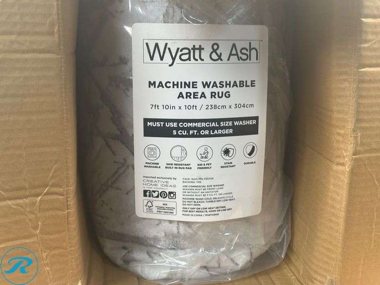 Wyatt & Ash Washable Indoor Area Rug, Aria 7'10" x 10" - New - Roller Auctions