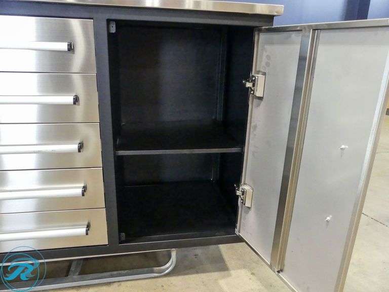 New Chery Industrial 10-Drawer Workbench, Stainless Steel, 7' - Roller Auctions