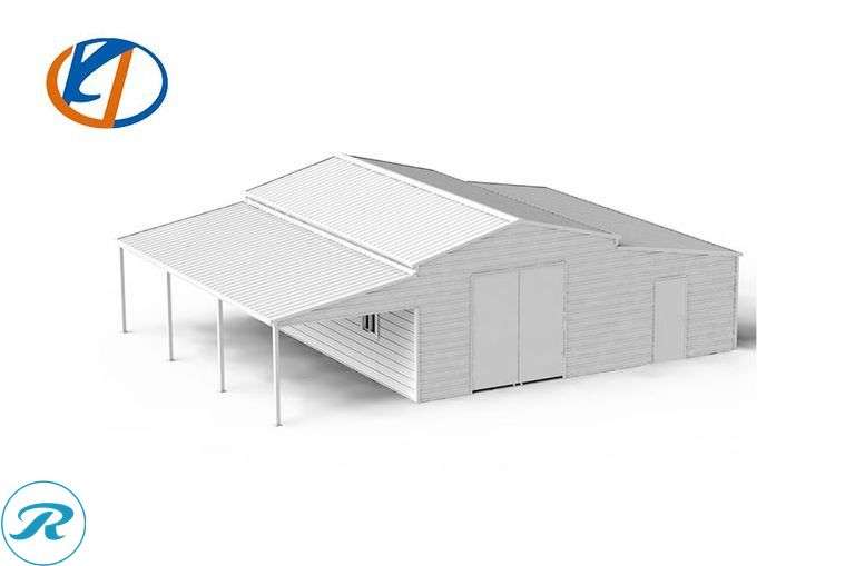 New KJ K4230-T Metal Storage Shed With Attached Carport, 42' x 30' x 13' High