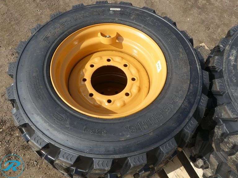 Set of (4) New Forerunner 12-16.5 SKS1 Skid Steer Tires With Wheels, To Fit Case - Roller Auctions