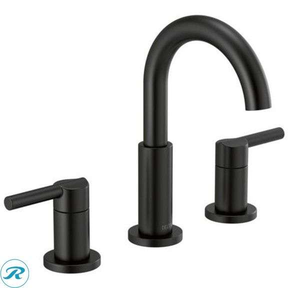 (1) New- Delta Nicoli Black Matte Black Widespread 2-handle WaterSense Mid-arc Residential Handle Bathroom Sink Faucet with Drain (Total of 1 Faucet)