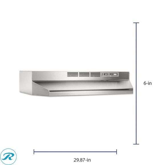 (1) New-Broan 30 inch Ductless Recirculating Stainless Steel Under Cabinet Range Hood with Charcoal Filter (Total of 1 Hood) (Box has damage but Product is perfect See Photos) - Roller Auctions