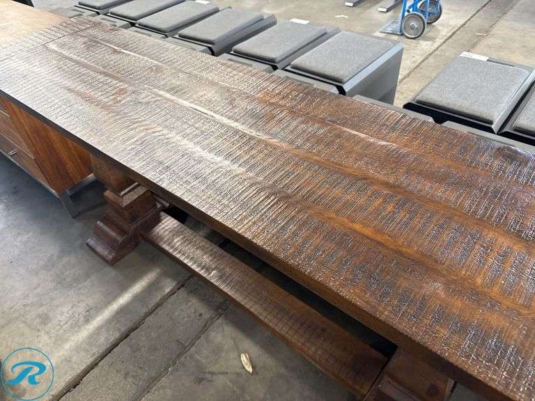 Wood Console Table with Trestle Base, 72″ x 18″ - Roller Auctions