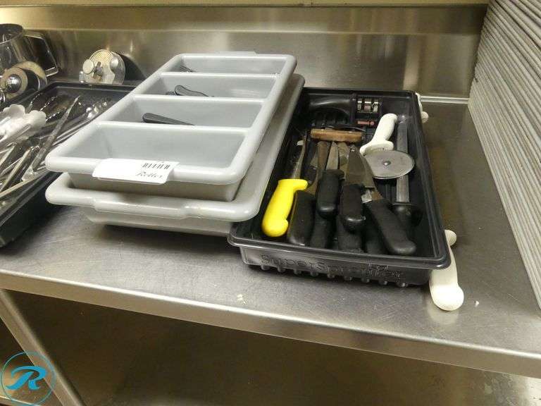 (2) Trays of Knives and Flatware