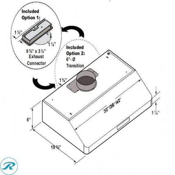 (1) New- VIKIO 30 inch Ducted 980-CFM Recirculating Stainless steel Under Cabinet Range Hood (Total of 1 Hood) - Roller Auctions