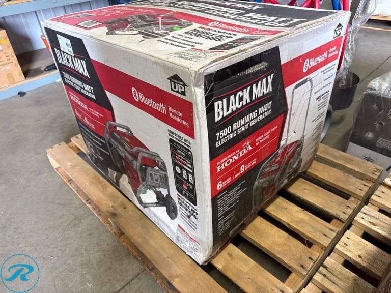 New Black Max 7500 Running Watt Electric Start Generator Powered by Honda - Roller Auctions