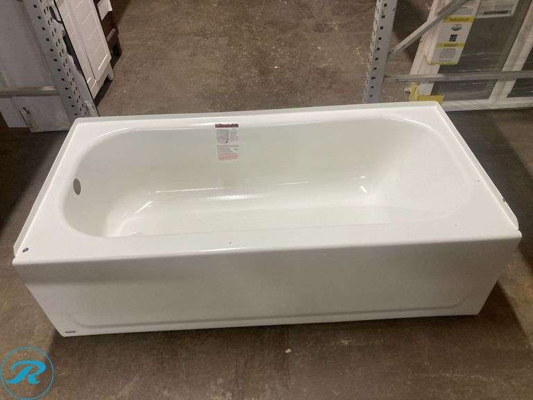 (1) Moax Pro Steel White Porcelain Enameled Steel Rectangular Alcove Soaking Bathtub 30" x 60" (Some minor damage See Photos) (Total of 1 Tub)