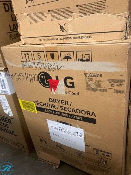(1) New in Box- LG 7.4-cu ft Stackable Vented Smart Compatible Gas Dryer ( Graphite Steel ) Energy Star Certified (Total of 1 Dryer) - Roller Auctions