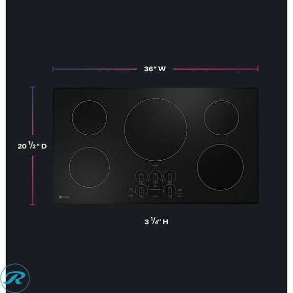(1) New- GE Profile 36-in 5 burners Black Smart Compatible Induction Cooktop (Total of 1 Cooktop) - Roller Auctions