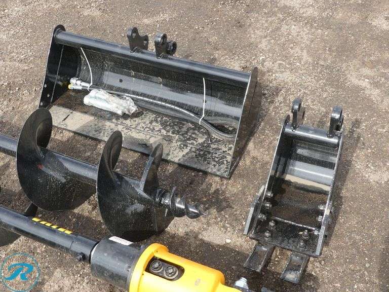 New Miva 8-Piece Attachment Set to Fit Mini Excavator, 1-2 Ton - Roller Auctions