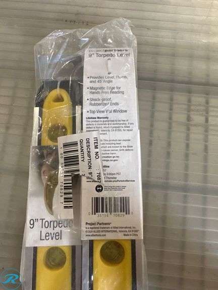 (3) Project Partners 9-Inch Torpedo Levels - Roller Auctions