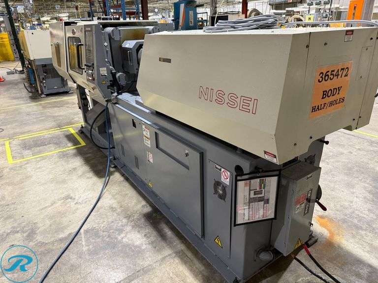 2001 Nissei ES1000 Eljection 100-Ton Injection Mold Machine (s/n H08V142) with Motan Hopper, Transformer and Power Control Box - Roller Auctions