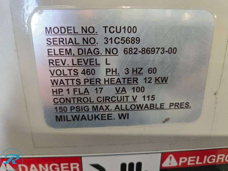(2) AEC TCU-100 Temperature Control Units, 460V, 12kW, 3PH - Roller Auctions