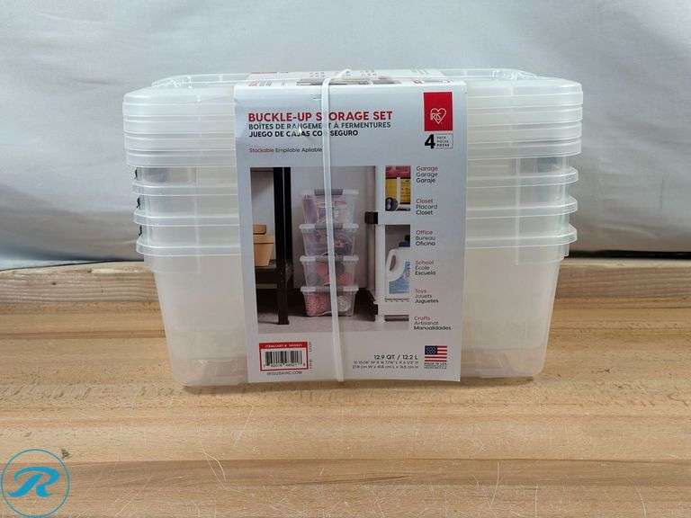 Container Box Multi (4) 44 Quart Multi- Storage Contiainers- New/ One handle Missing; (3 ...