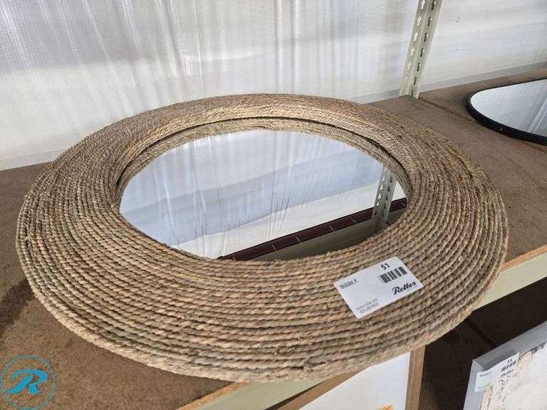 Round Wall Mirror With Natural Fiber Rope Frame
