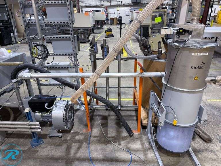 Motan 3-Hopper Injection Mold Automatic Feed System with Dryers and Control Units - Roller Auctions