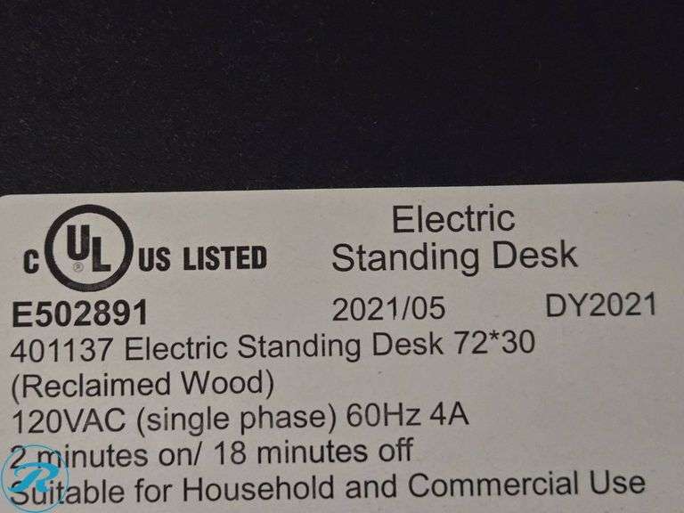 Varidesk Electric Standing Desk, Model 401137, 72×30 Inches, Reclaimed Wood Finish - Roller Auctions