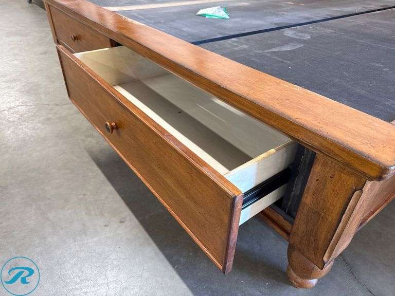 California King Wood Sleigh Bed Frame with Storage Drawers, 88 in long x 82 in wide - Roller Auctions