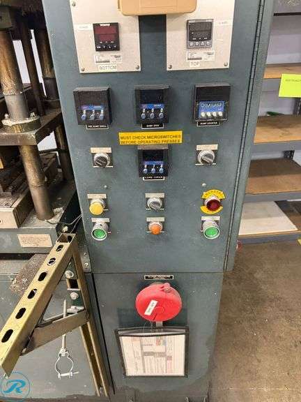 Wabash 75-1515-4TM 75-Ton Compression Molding Press, 3k Watt Heated Platen, 8x7 Compression Cylinder, 3HP, 480V 3-Phase - Roller Auctions
