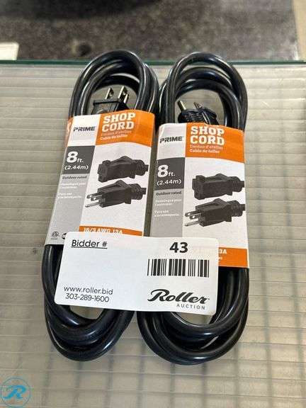 (2) Prime Shop Cord 8-ft 125V Heavy-Duty Extension Cords