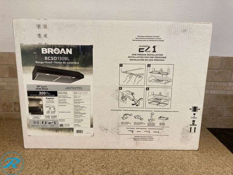 (1) New-Broan 30 inch Convertible 300-CFM Black Under Cabinet Range Hood (Total of 1 Hood) - Roller Auctions