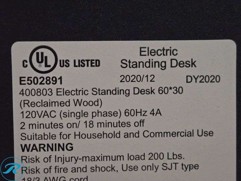 VariDesk E502891 Electric Height Adjustable Standing Desk, Reclaimed Wood Top, 60″ x 30″ - Roller Auctions