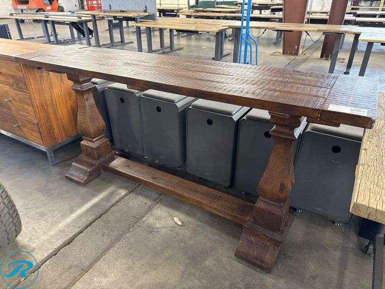 Wood Console Table with Trestle Base, 72″ x 18″ - Roller Auctions