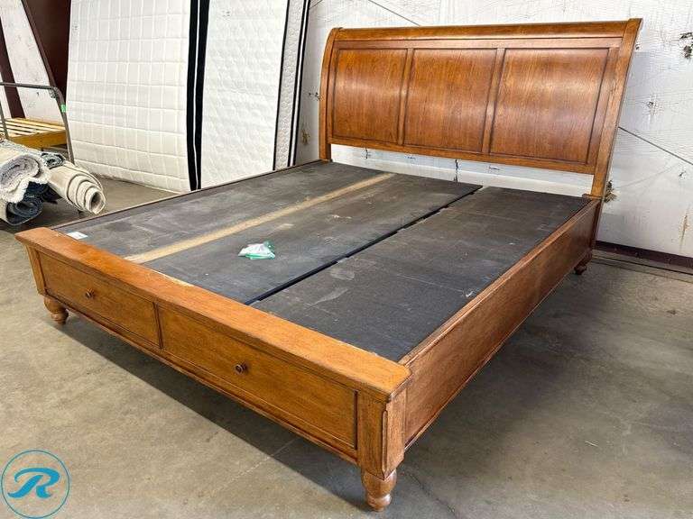 California King Wood Sleigh Bed Frame with Storage Drawers, 88 in long x 82 in wide