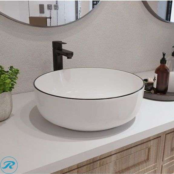 (1) New- DeerValley Symmetry Ceramic 16.34-in Vessel Round Traditional White Bathroom Sink (Total of 1 Sink)